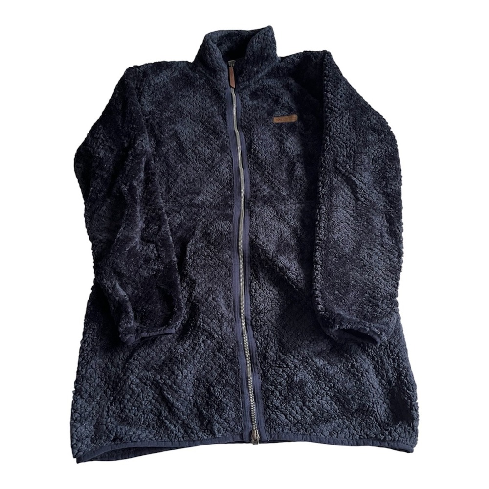 Columbia Womens XL Fire Side II Long Full Zip Fleece Jacket Navy Blue AL9504